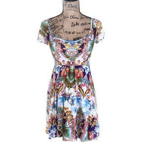SWEET CLAIRE - Tropical Print Dress w/ Open Back